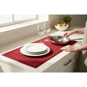 Casa Bella Microfiber Drying Mat Unisex 18x24 Red Brand New Chevron Reversible